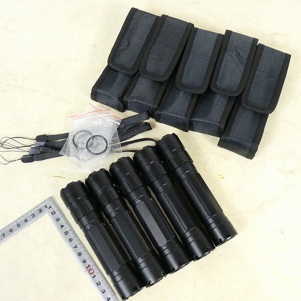 LED フラッシュライト 5点セット 最大250ルーメン 照射距離200m アルミ 懐中電灯 まとめ売り 防災 アウトドア ホルダー付 未使用■EX090s■拍卖