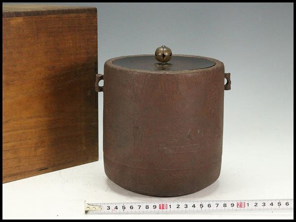 【金閣】茶道具 竹林七賢人紋 筒釜 時代物 旧家蔵出 送料無料(A653)拍卖