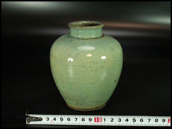 【金閣】信楽 青釉 壷 高13cm 時代 旧家蔵出 送料無料(XA742)拍卖