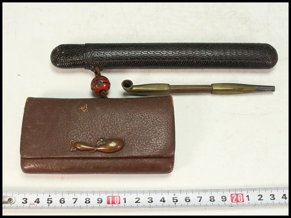 【金閣】古い 煙管 煙草鞄 提げ物 瓢箪金具 旧家蔵出 送料無料(XA906)拍卖
