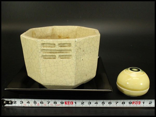 【銀閣】八角香炉 宝珠香合 四方香盆 三点まとめて 旧家蔵出 送料無料(ZE484)拍卖