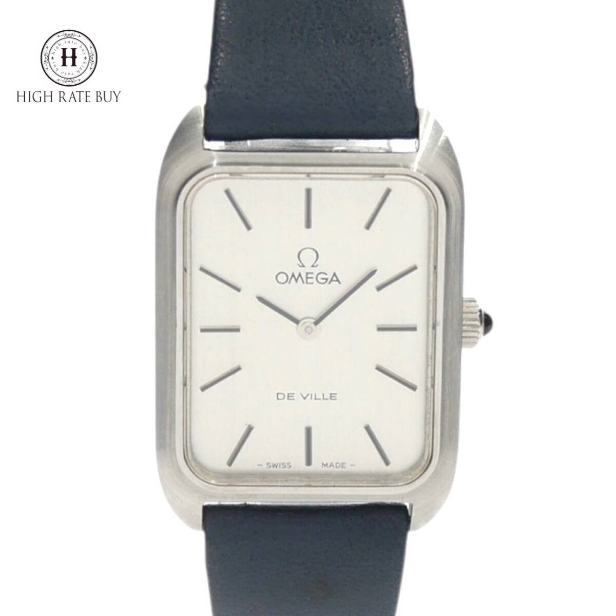 1円スタート 稼動品 OMEGA オメガ DE VILLE デビル デヴィル 手巻き 機械式 スクエアフェイス 2針 シルバー文字盤 レディース 腕時計拍卖