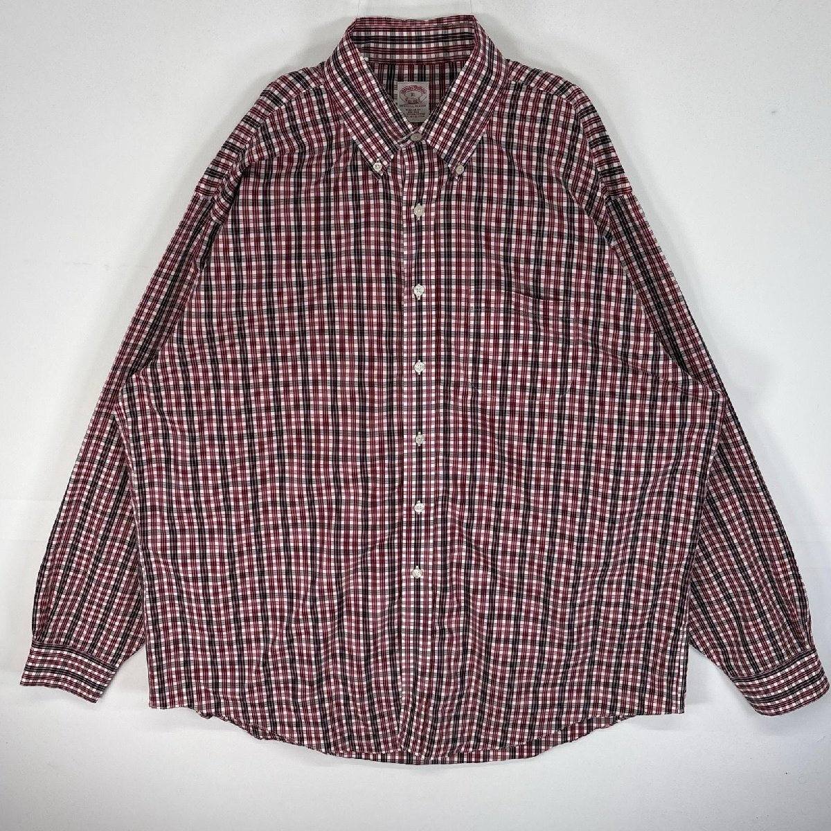 古着 ブルックスブラザーズ Brooks Brothers 長袖シャツ チェック ボタンダウン REGULAR FIT XL レッド系 マルチカラー メンズ拍卖