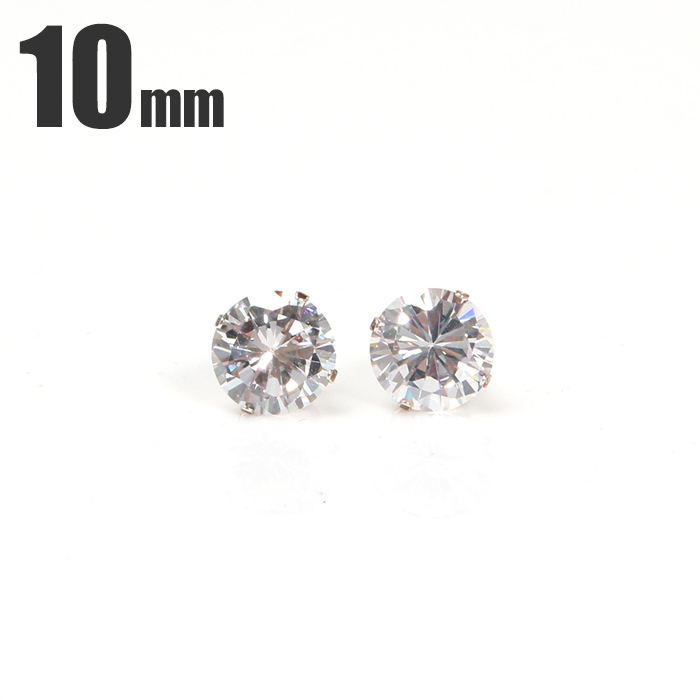【新品】【10mm】ピアス メンズ レディース 男女兼用 一粒 ジルコニア 大粒 スタッド ピアス おしゃれ 両耳用 (2個売り) ヒップホップ拍卖