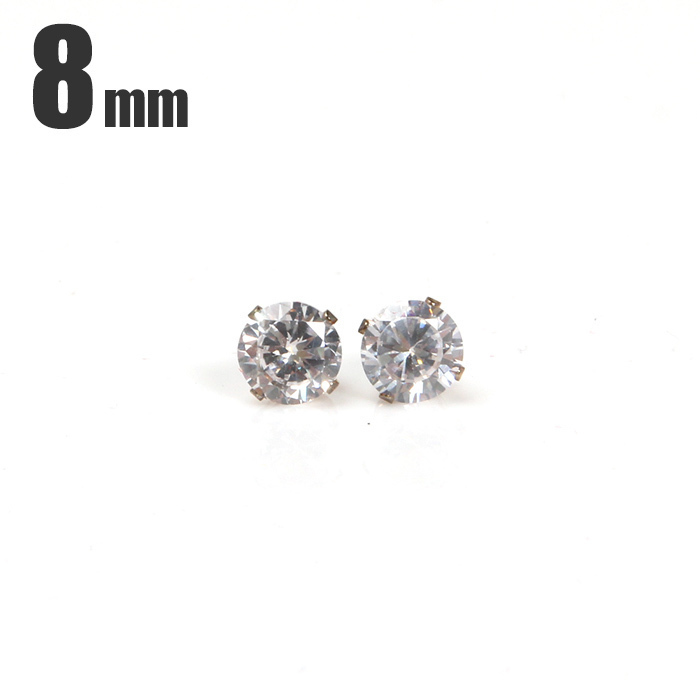 【新品】【8mm】ピアス メンズ レディース 男女兼用 一粒 ジルコニア 大粒 スタッド ピアス おしゃれ 両耳用 (2個売り) ヒップホップ拍卖