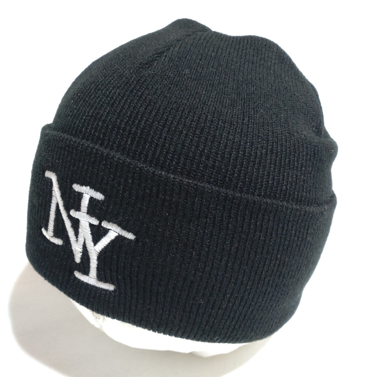 特価/未使用【サイズ=アダルトフリー】アメカジ/NY刺繍ロゴ/男女兼用/ニットキャップ/ワッチキャップ/black拍卖