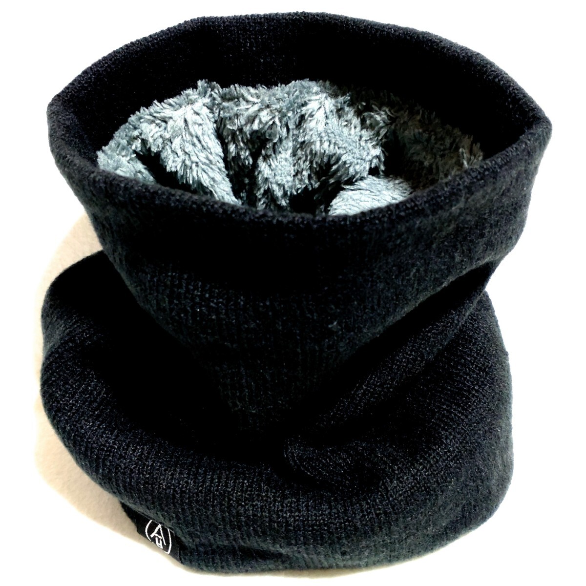 特価/未使用【サイズ=縦20cm×横18cm/アダルトフリー】ノーブランド/男女兼用/ボア裏地付き/ニット/ネックウォーマー/black拍卖