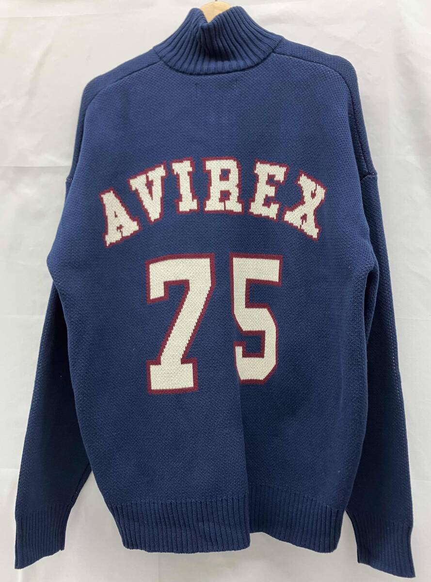 AVIREX アヴィレックス 23A-KNL055-AX カーディガン コットンニット ダブルジップ NEWYORK #75 綿100% ネイビー サイズL拍卖