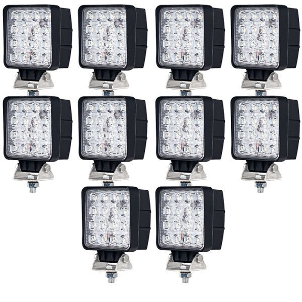 LEDワークライト 48W LED作業灯 12V 24V 6000k 汎用 広角 拡散 LED投光器 補助灯 船舶 倉庫 ノイズ対策 トラック 重機 1年保証 10個 WK15拍卖