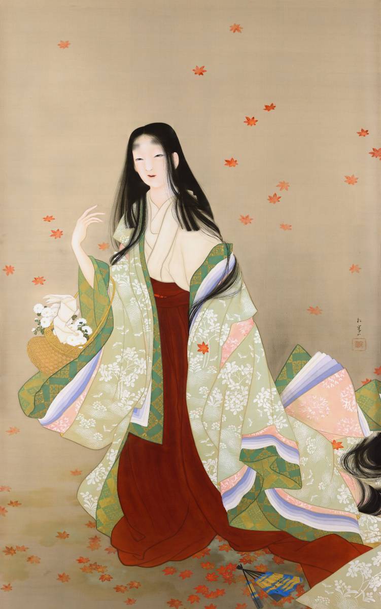 新品 上村松園「花がたみ」の特殊技法高級印刷 A4版サイズ 額なし 特価980円(送料込)即決拍卖