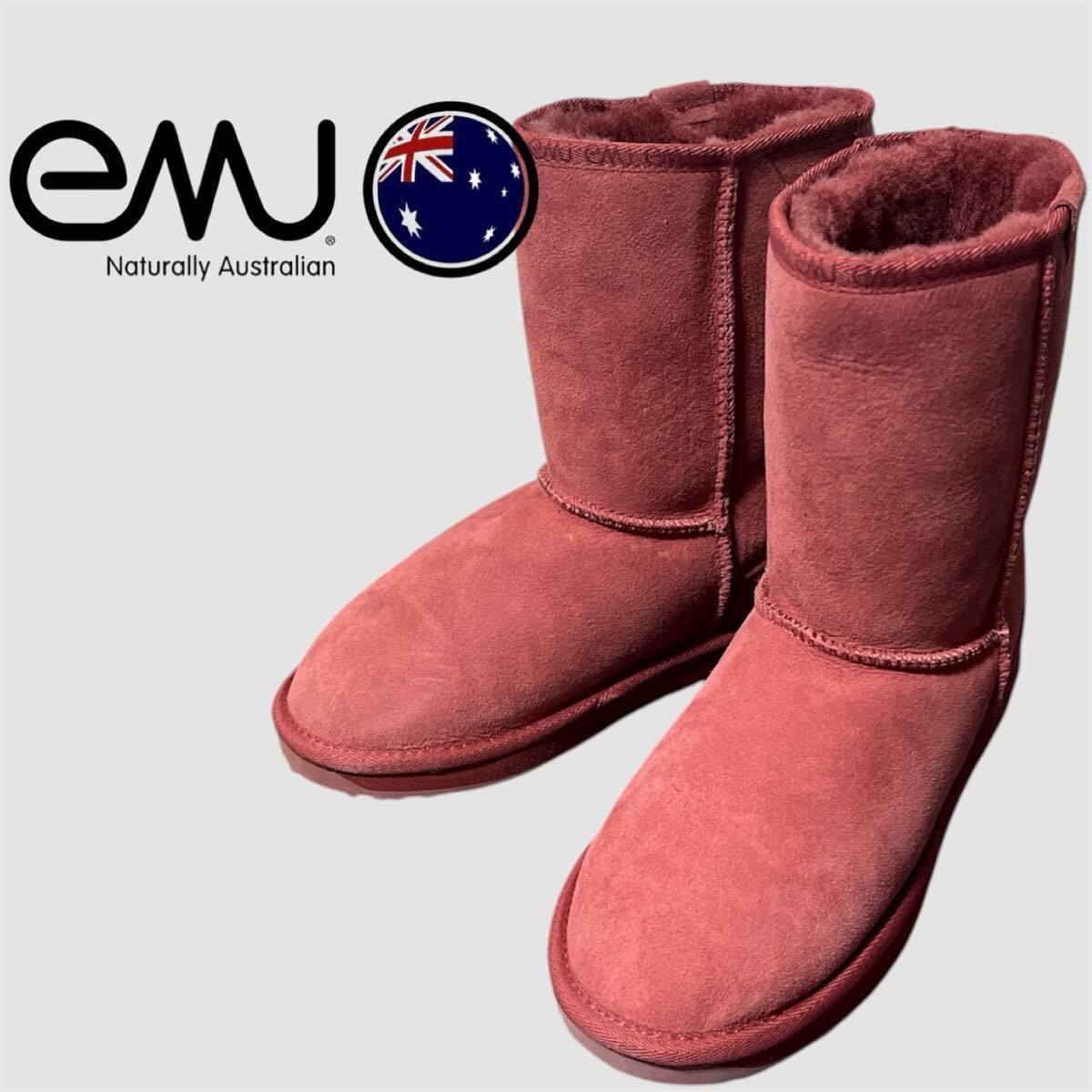 SI■ 未使用 タグ付き EMU エミュー ムートンブーツ ピンク系 26cm レディース 女性 STINGER LO スティンガーロー 靴 ブーツ 冬 防寒拍卖
