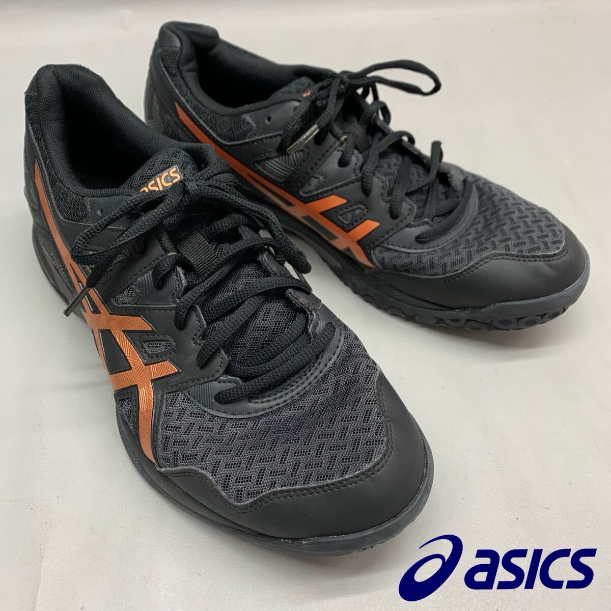 H■ asics アシックス GEL-TASK ゲルタスク ハンドボールシューズ 27.5cm ブラック×オレンジ インドア スポーツシューズ スニーカー 靴拍卖