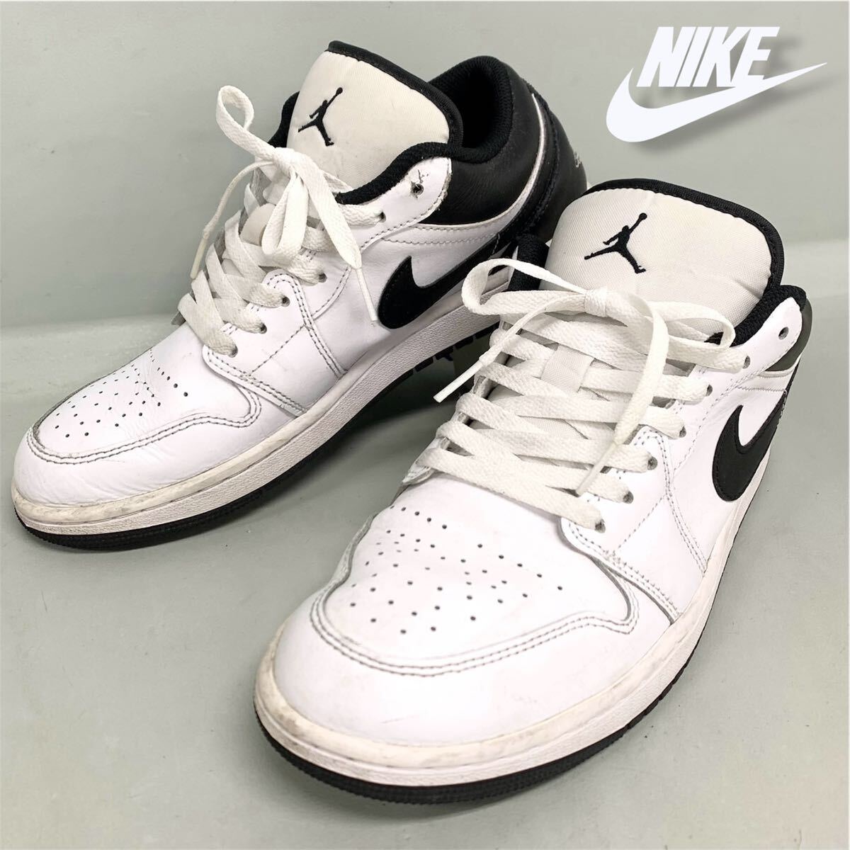 H■③ NIKE Air JORDAN 1 LOW ナイキ エアジョーダン 1 ロー スニーカー 27.5cm ホワイト×ブラック 553558-132 靴 シューズ メンズ 拍卖