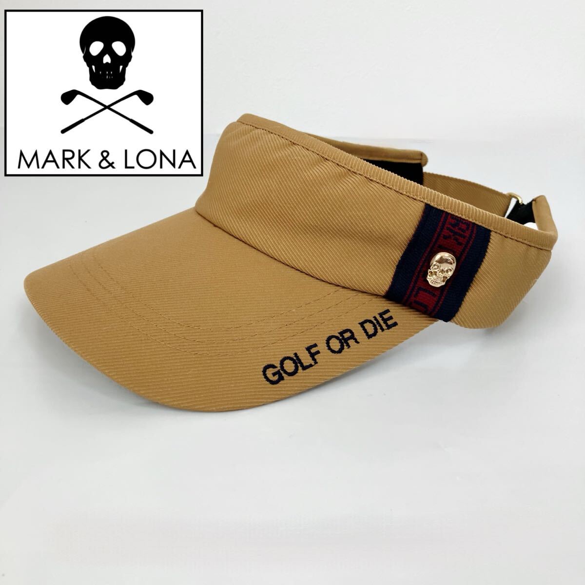 TA■ MARK&LONA マークアンドロナ サンバイザー キャメル ゴルフ スカル ドクロ フリーサイズ レディース 帽子 ゴルフウェア スポーツ拍卖