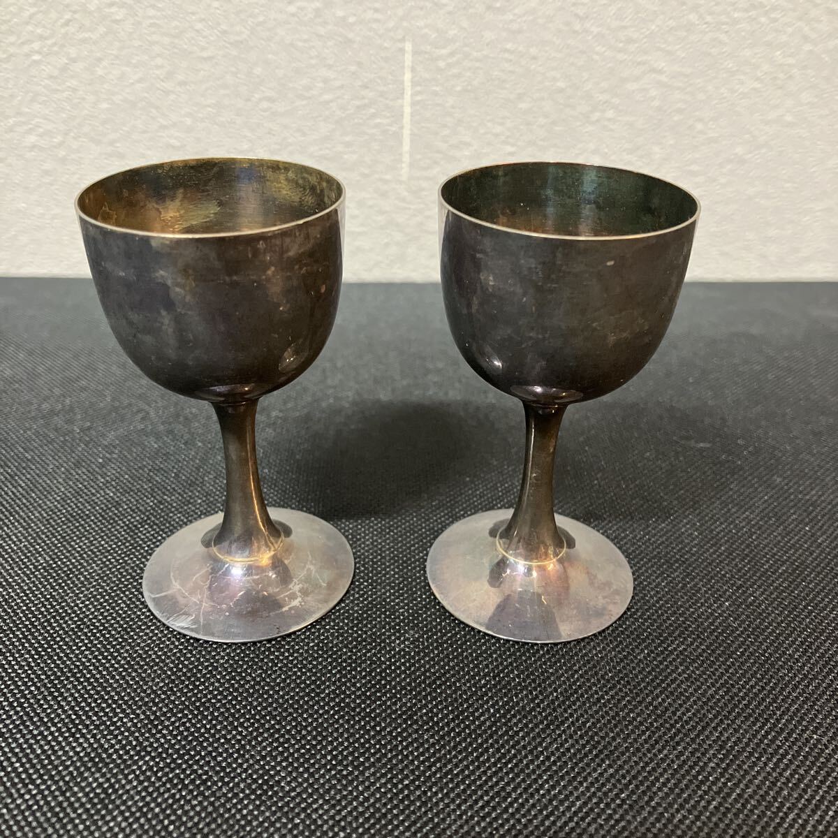 (a) 純銀ワイングラス2個 銀製 シルバー silver ワイングラス カップ 酒器 総重量約60.60g拍卖