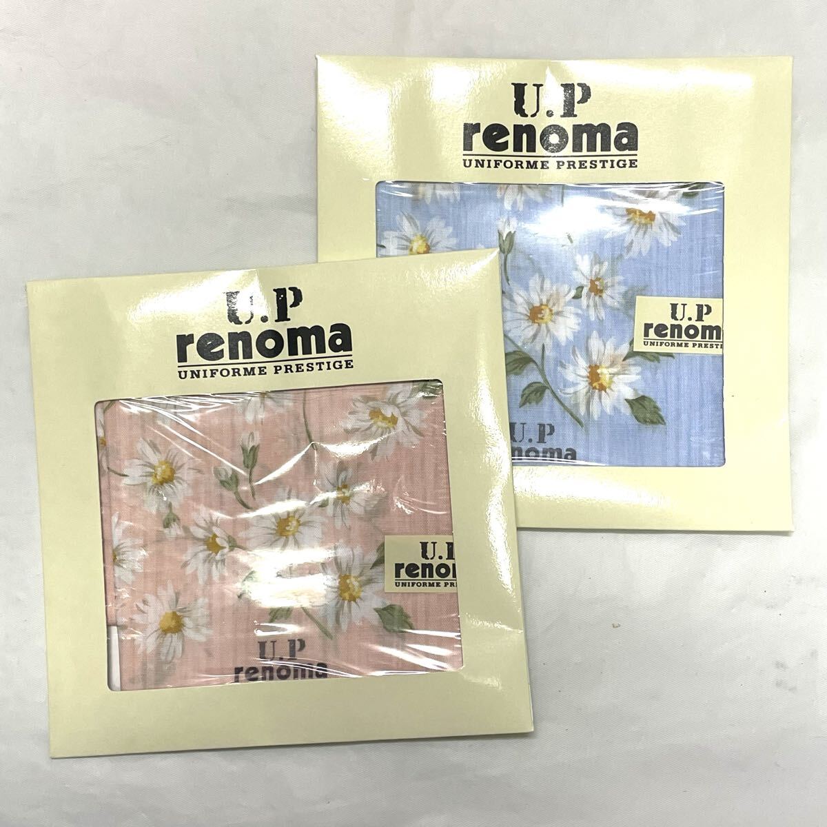 ハンカチ 2枚 renoma 花柄 ブルー ピンク レノマ k2511246拍卖