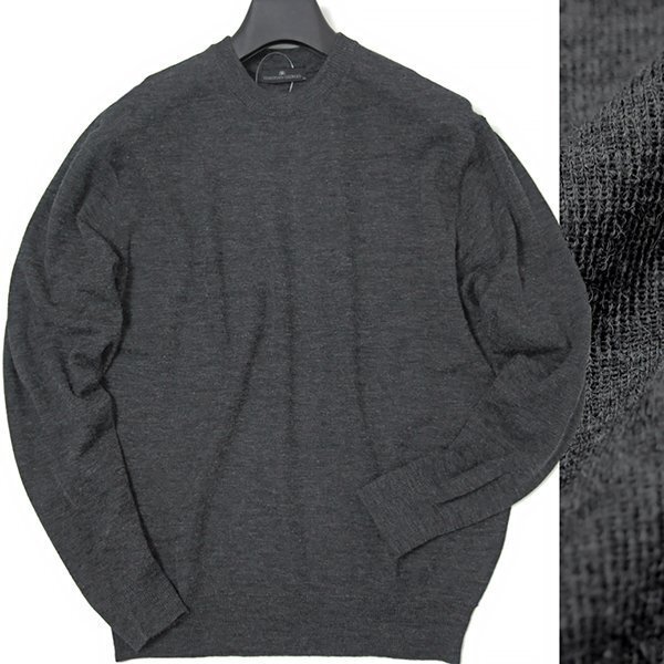 新品 クリスチャンジョルジュ 秋冬 ウール クルーネック ニット M 濃灰 【SSA12-13402_4_M】 メンズ セーター ウォッシャブル 丸首拍卖