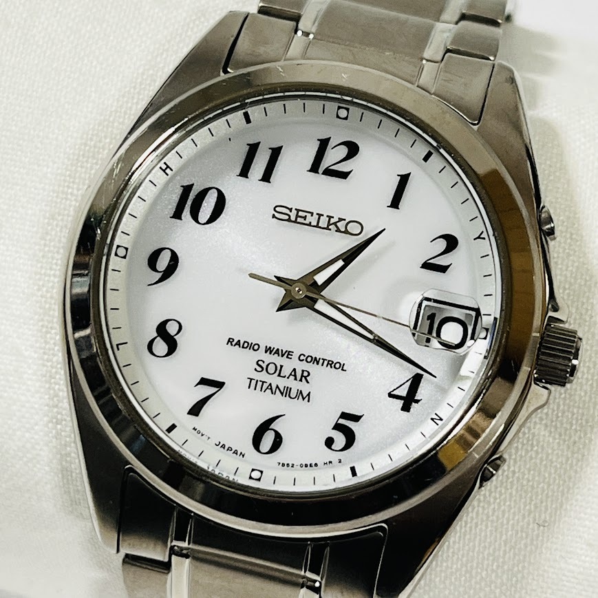 ★SEIKO★ セイコー スピリット 7B52-0AM0 電波ソーラー チタン 白文字盤 メンズ腕時計 稼働品拍卖