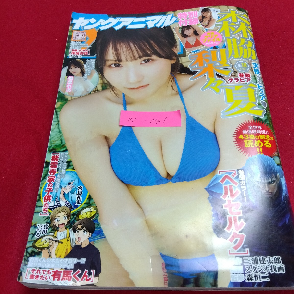 Ac-041/ヤングアニマル 2025 9/26 No.18 森脇梨々夏 巻頭カラーベルセルク それでも書きたい有馬くん 桃里れあ/L4/71107拍卖