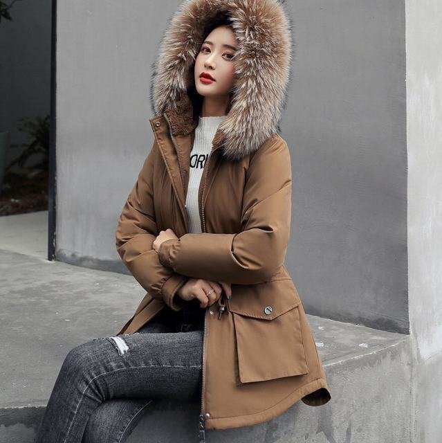 ファーコート アウター レディース 通勤 ミドル丈コート ブルゾン 裏毛 ジャンパー 防風防寒 フード付 暖かい コーヒー2XL拍卖