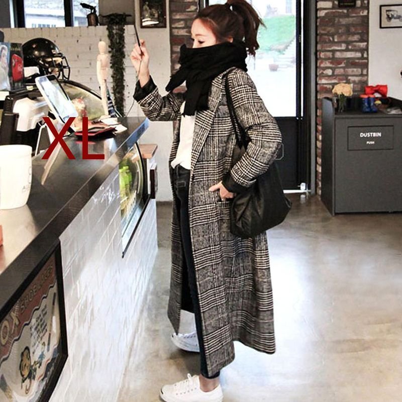 グレンチェック ロング 千鳥柄ロングコート レディース 大きいサイズ チェック柄 チェスターコート 秋冬物 XL拍卖
