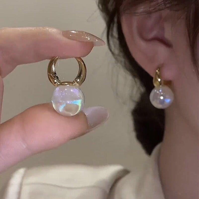 最高品質 人魚姫 パールピアス 可愛い 虹色 ピアス SV シルバー s925 ピアス拍卖