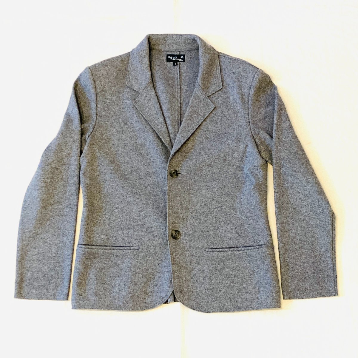 美品 agns b. homme PARIS アニエスベー ウール ニット ジャケット グレー G275JN30 11H拍卖