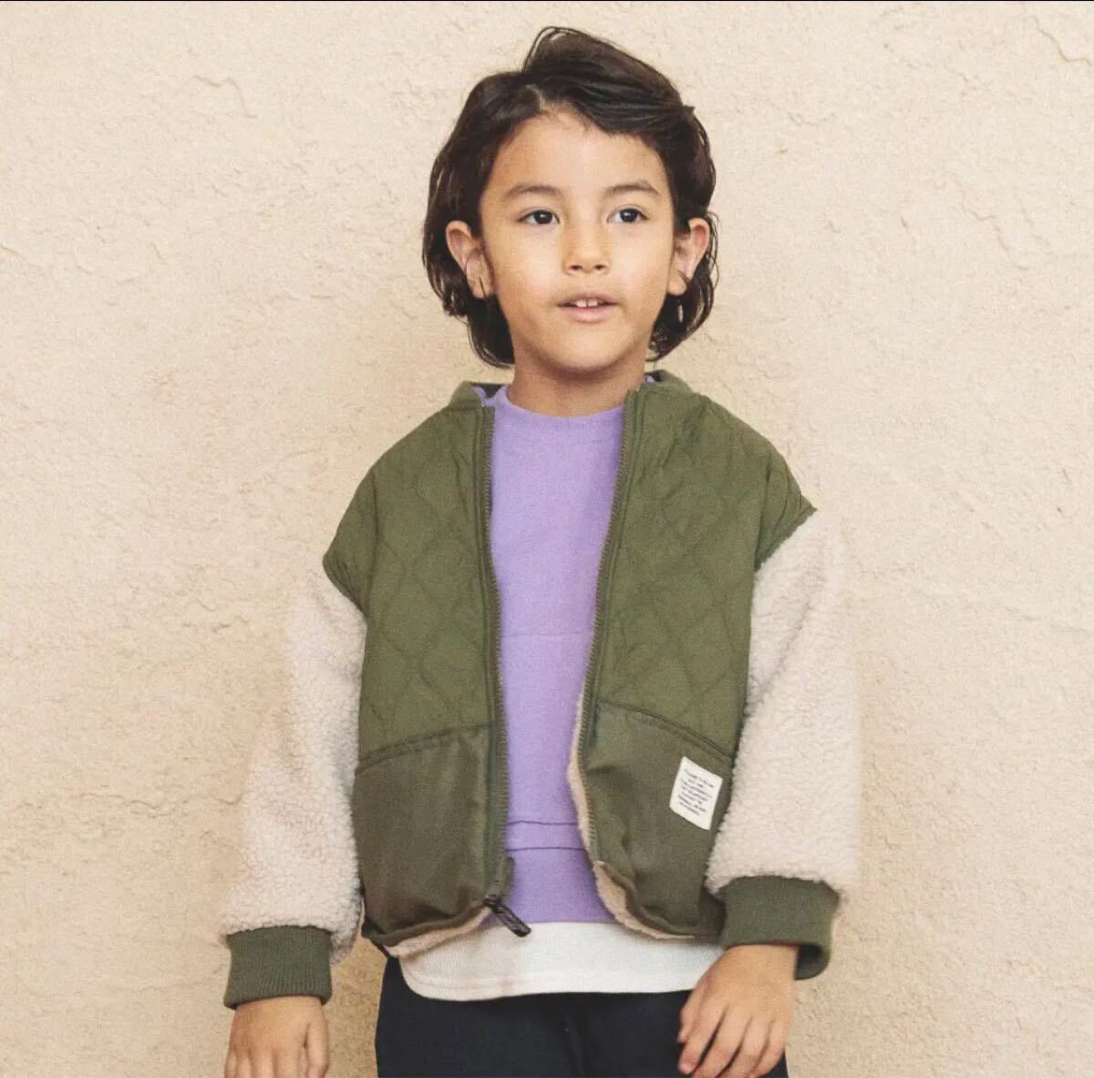 BREEZE ブリーズ OUTERWEAR リバーシブル キルティングジャケット ボア パーカー カーキ 子供服 キッズ 140拍卖