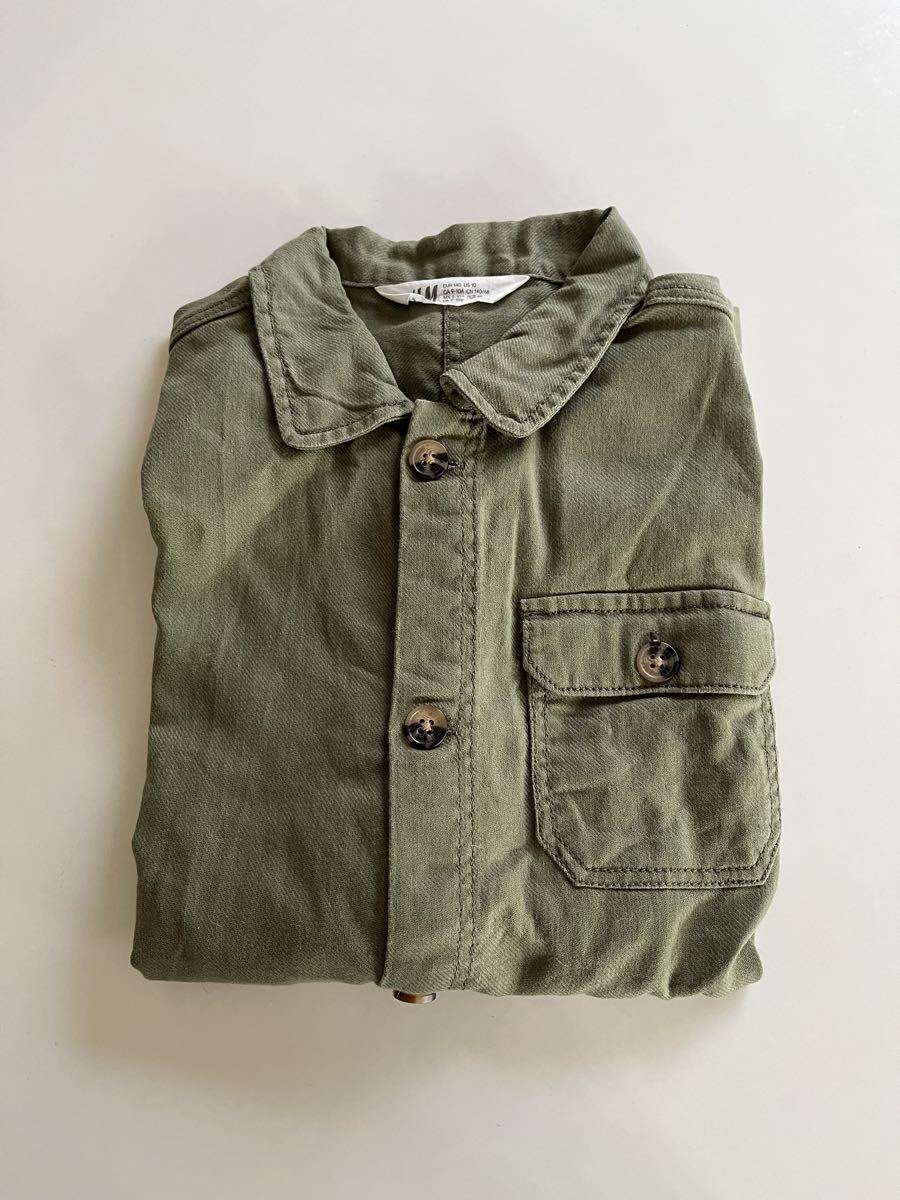 H&M キッズ ミリタリー ジャケット ワークシャツ カーキ 140拍卖