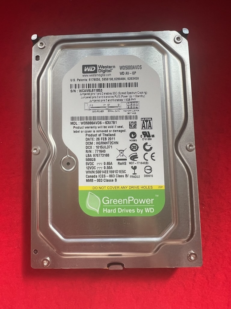 不良返金保証 東芝 500GB WDC WD5000AVDS-63U7B1 500GB ☆RD-BR600/RD-BR610/RD-BZ700/RD-BZ710 (a050)拍卖