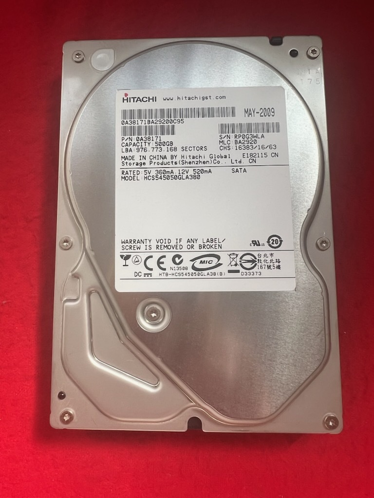 不良返金保証 HITACHI 日立 500GB HCS545050GLA380 3.5インチ HDD SATA 内臓ハードディスク 500GB (AA91)拍卖