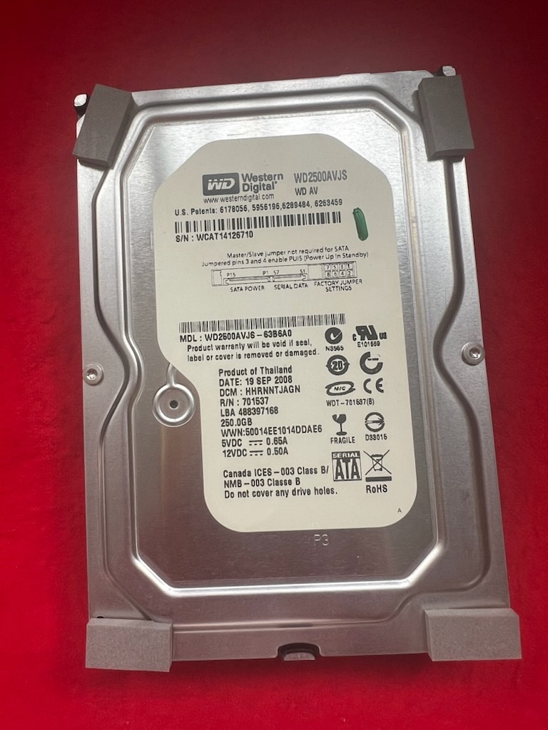 不良返金保証 ハードディスク Western Digital WD2500AVJS-63B6A0 250GB(レコーダー BD-HDW22から外し) (h21)拍卖