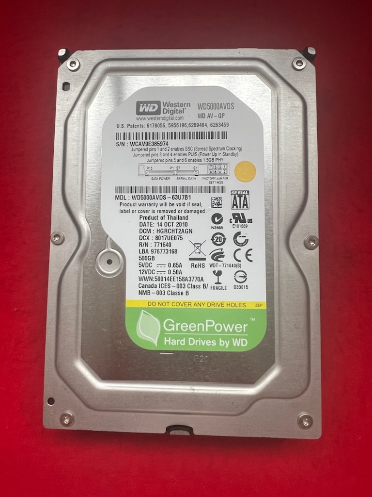 不良返金保証 東芝 500GB WDC WD5000AVDS-63U7B1 500GB ☆RD-BR600/RD-BR610/RD-BZ700/RD-BZ710 (c42)拍卖