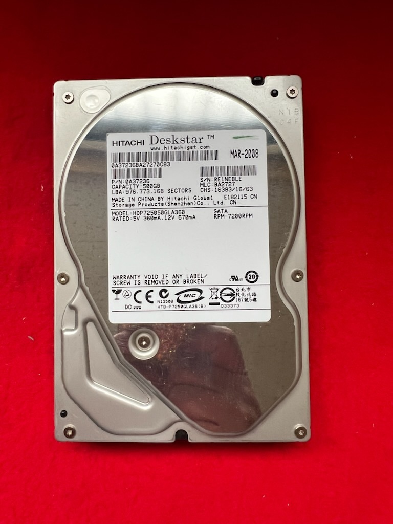 不良返金保証 500GB HDD 日立 Deskstar HDP725050GLA360 (aa81)拍卖