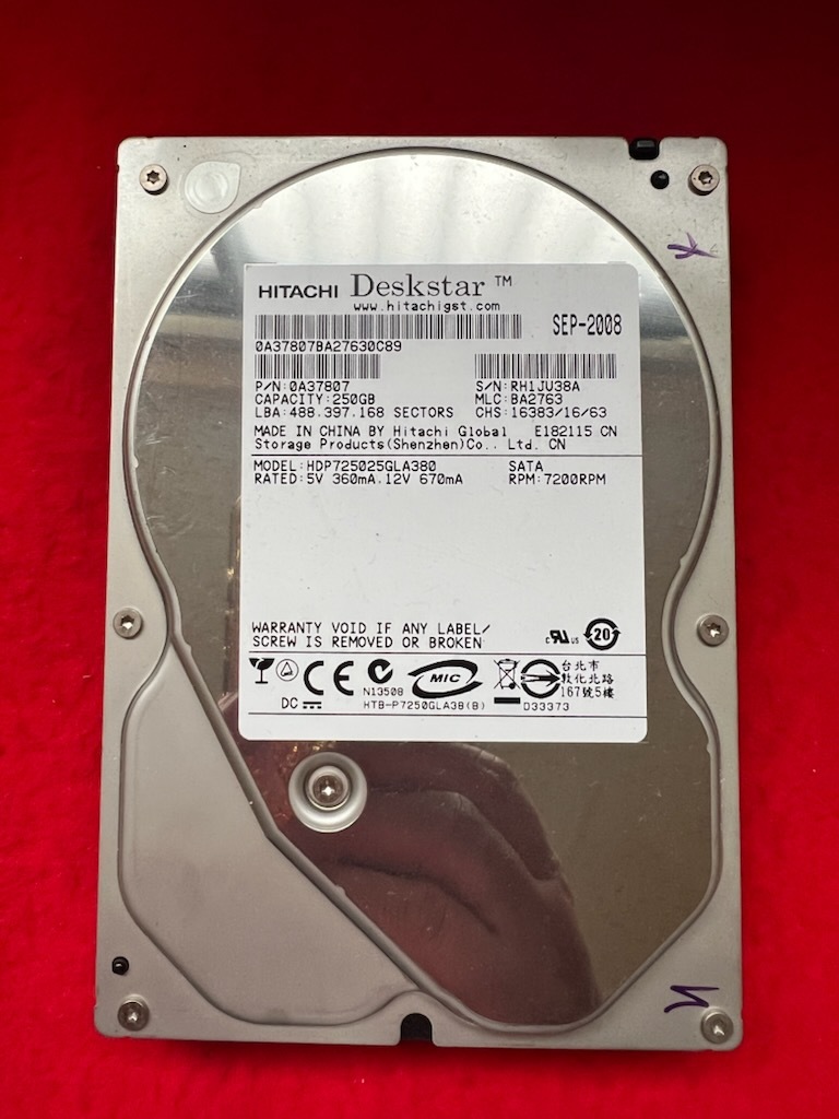 不良返金保証 Panasonic DMR-XP12 レコーダー 用 純正 HDD 250GB Hitachi HDP725025GLA380 (aa80)拍卖