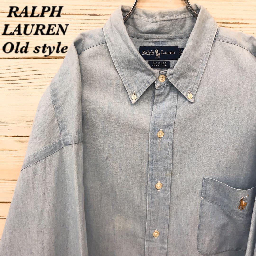 《激レア》ラルフローレン☆長袖BDシャツ XL スカイブルー NS505拍卖