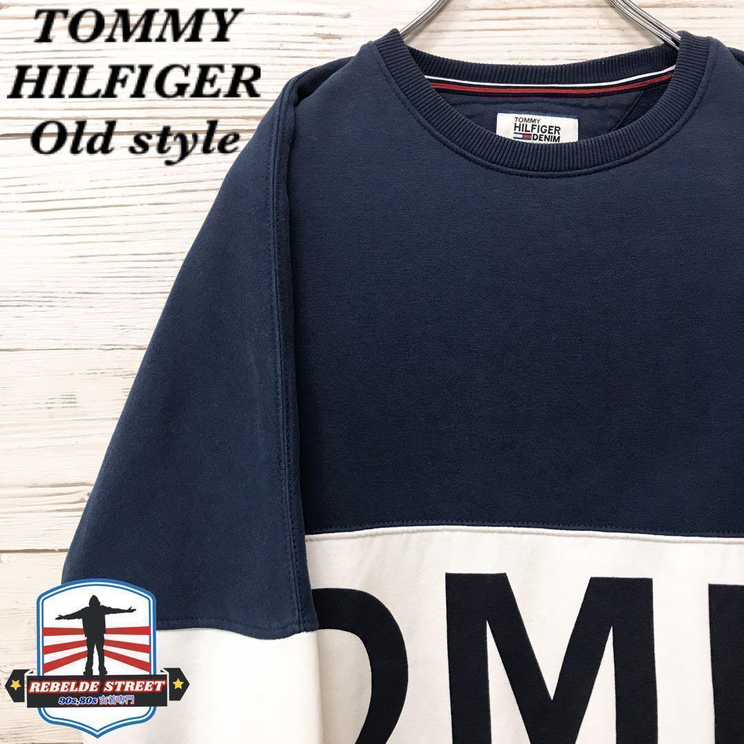 《希少》TOMMY トミーヒルフィガー☆スウェット S 紺色 白色 SW758拍卖