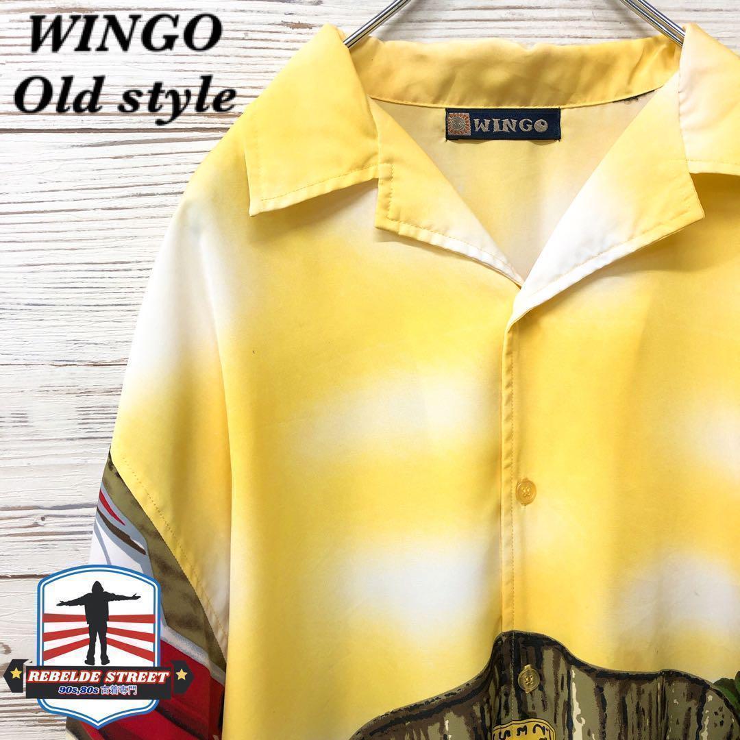《激レア》WINGO☆半袖シャツ アロハシャツ イエロー 黄色 総柄 HS294拍卖