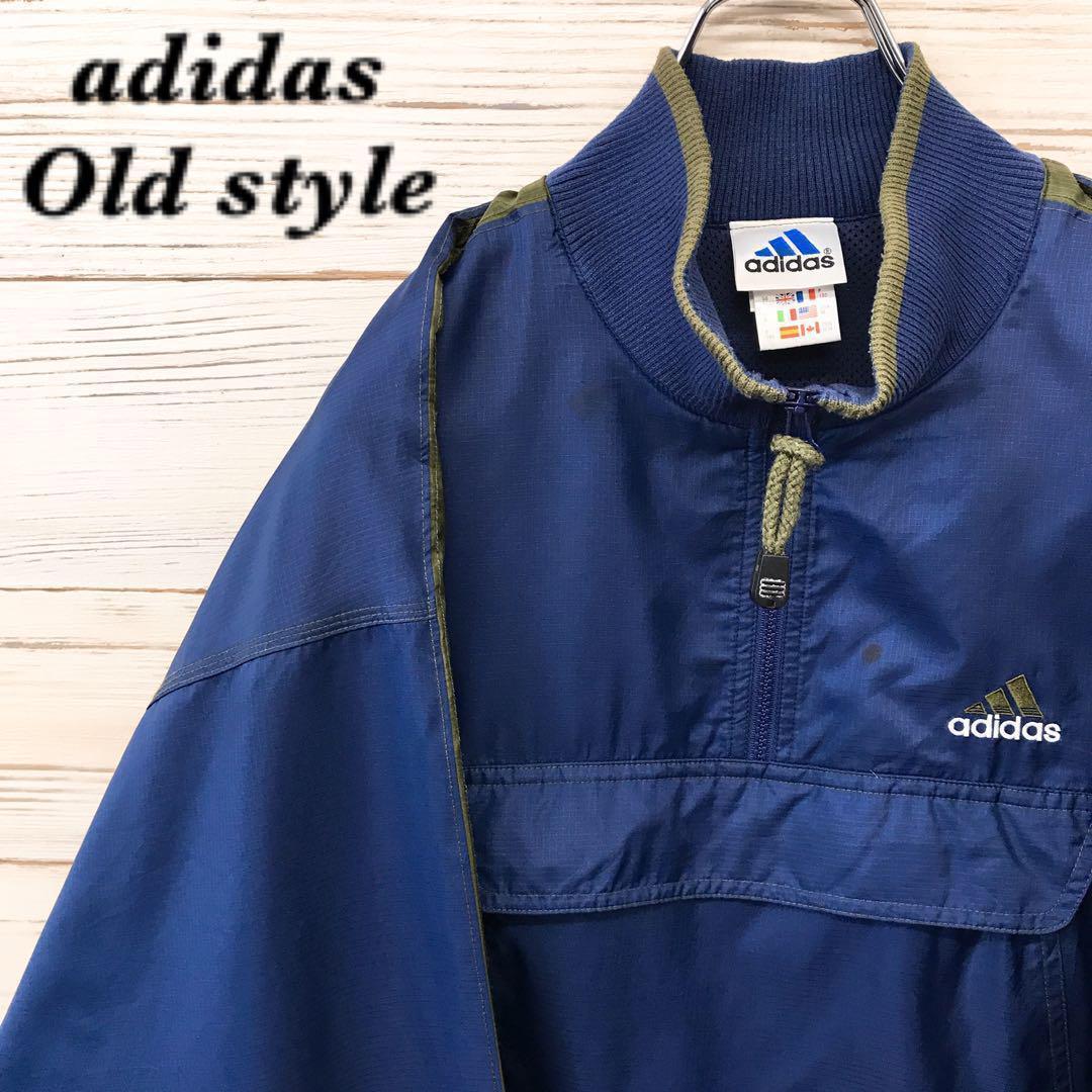 《希少》アディダスハーフジップナイロンジャケット L ネイビー NJ210拍卖
