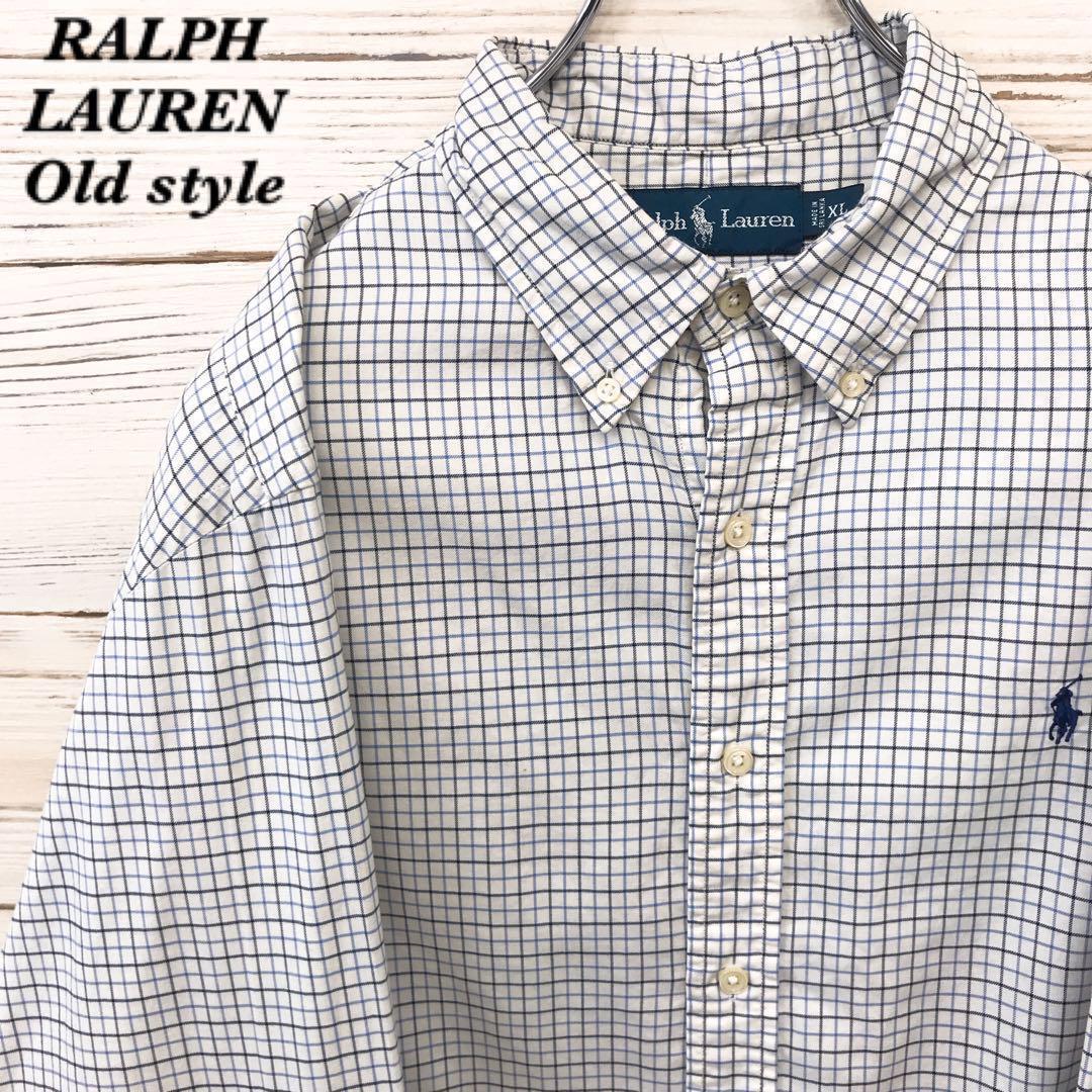《希少》ラルフローレン☆長袖BDシャツ XL 刺繍ロゴ ホワイト NS323拍卖