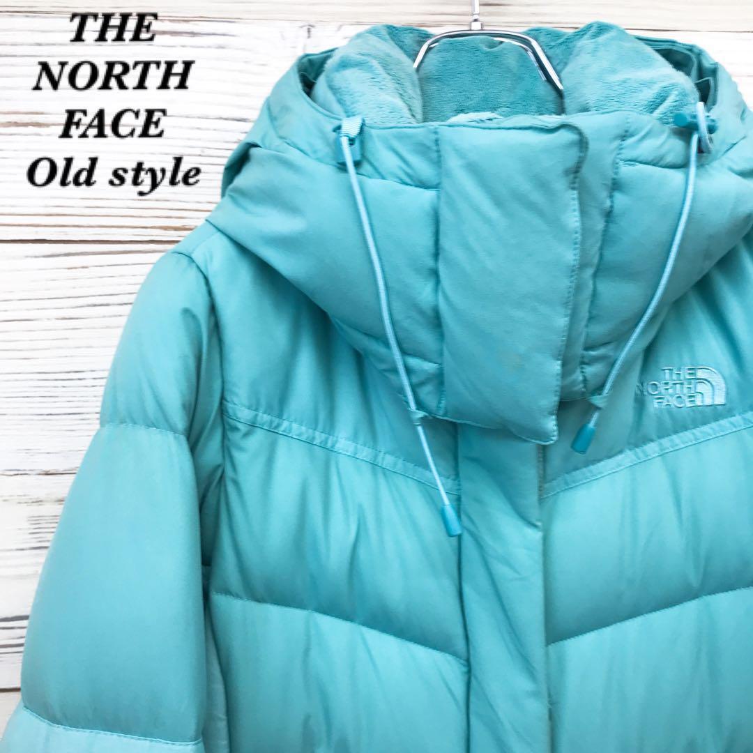 《希少》ザノースフェイス☆ダウンジャケット S 刺繍ロゴ 水色 D580拍卖