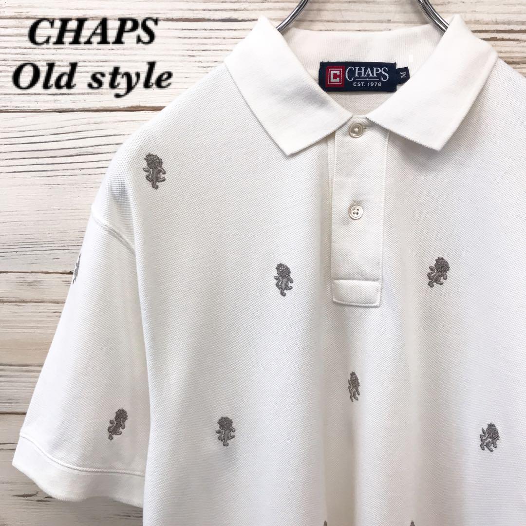 《希少》チャップス CHAPS☆ポロシャツ M 刺繍ロゴ ホワイト T578拍卖