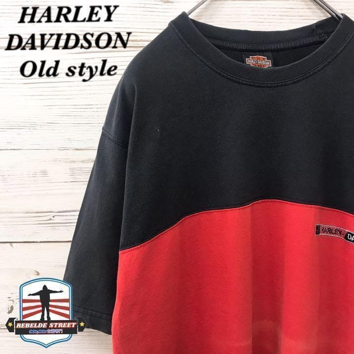 《希少》ハーレーダビッドソン☆Tシャツ M 刺繍ロゴ グレー 灰色 T233拍卖