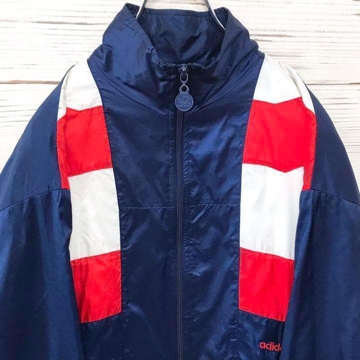 《希少》80s アディダスオリジナルス☆ナイロンジャケット M 紺色 NJ92拍卖