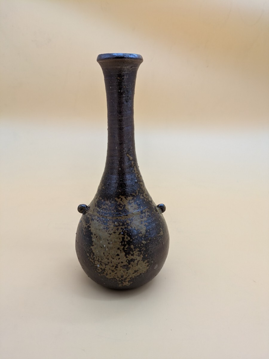 花瓶 花器 酒器 一輪挿し 花生 高麗 やきもの 鶴首 力 高さ230ミリ底部100ミリ拍卖