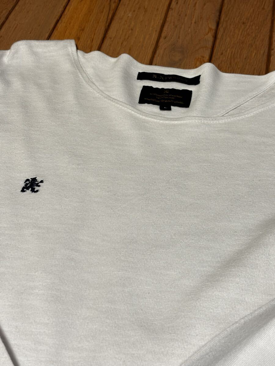 R.NEWBOLD アール・ニューボールド 長袖TシャツL 白 ホワイトワンポイント ロゴ刺繍 メンズ トップス Paul Smith Tシャツ拍卖