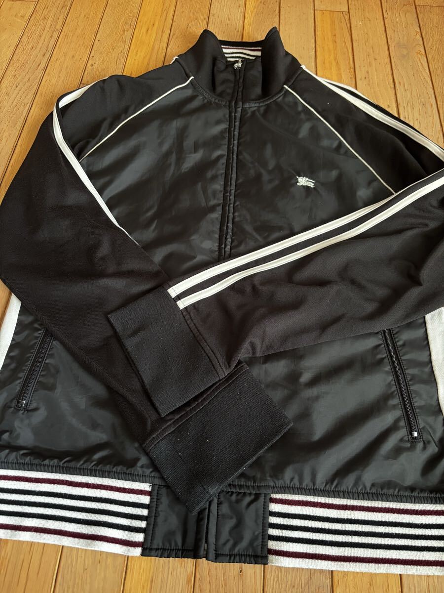 中古 訳あり バーバリーブラックレーベル 刺繍ロゴ トラックジャケット ジャージ ブルゾン フルジップ 切り替え BURBERRY BLACK LABEL 拍卖
