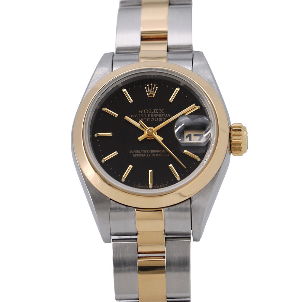 ロレックス デイトジャスト T番 SS/K18YG 69163 ROLEX 腕時計 黒文字盤 【安心保証】拍卖