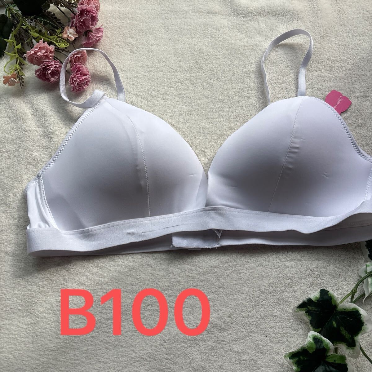 新品 B100サイズ ホワイト ブラ グラマーサイズ 大きいサイズ 汚れあり ナチュラル ブラジャー ブラ シンプル拍卖