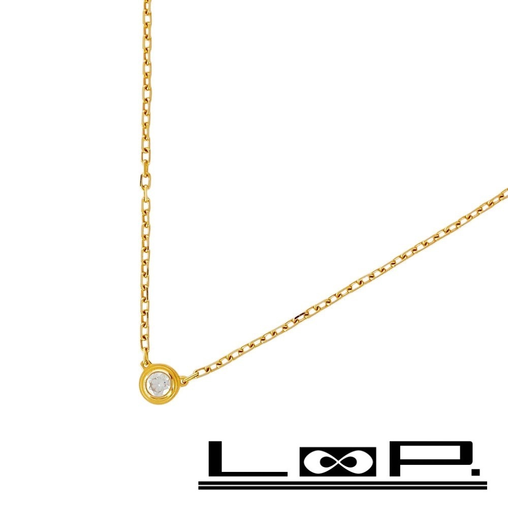 ■新同■ カルティエ ダムール ネックレス アクセサリー YG 750 K18 1PD ゴールド 2.6g 箱 【464607】3拍卖